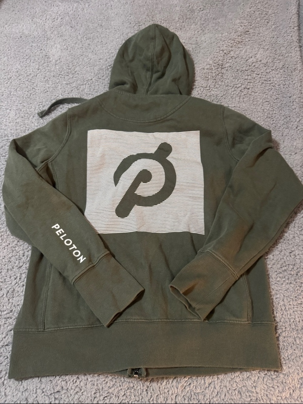 Peloton Women’s Olive Green Zip-Up Hoodie with Back Logo
